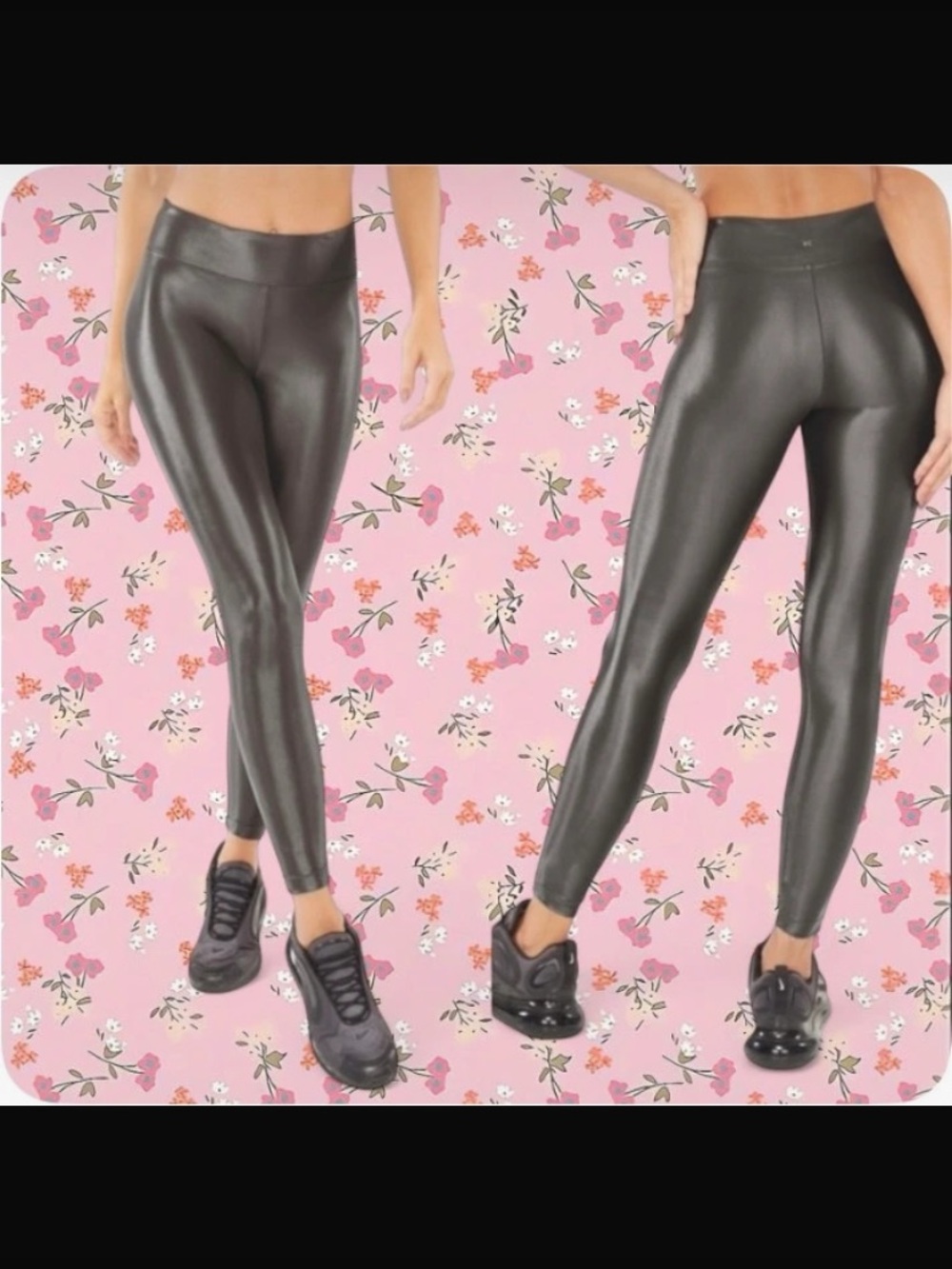 Koral Shiny Black Faux-Leather Leggings